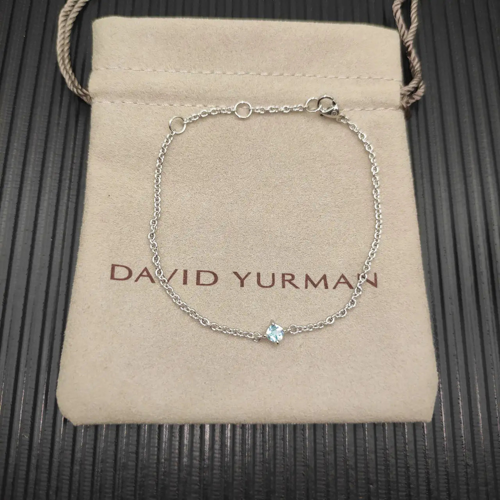 David Yurman Silver Solitaire Blue Diamond Bracelet